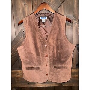 Bryn‎ Connelly 100% Leather Vintage Button Down Vest Brown